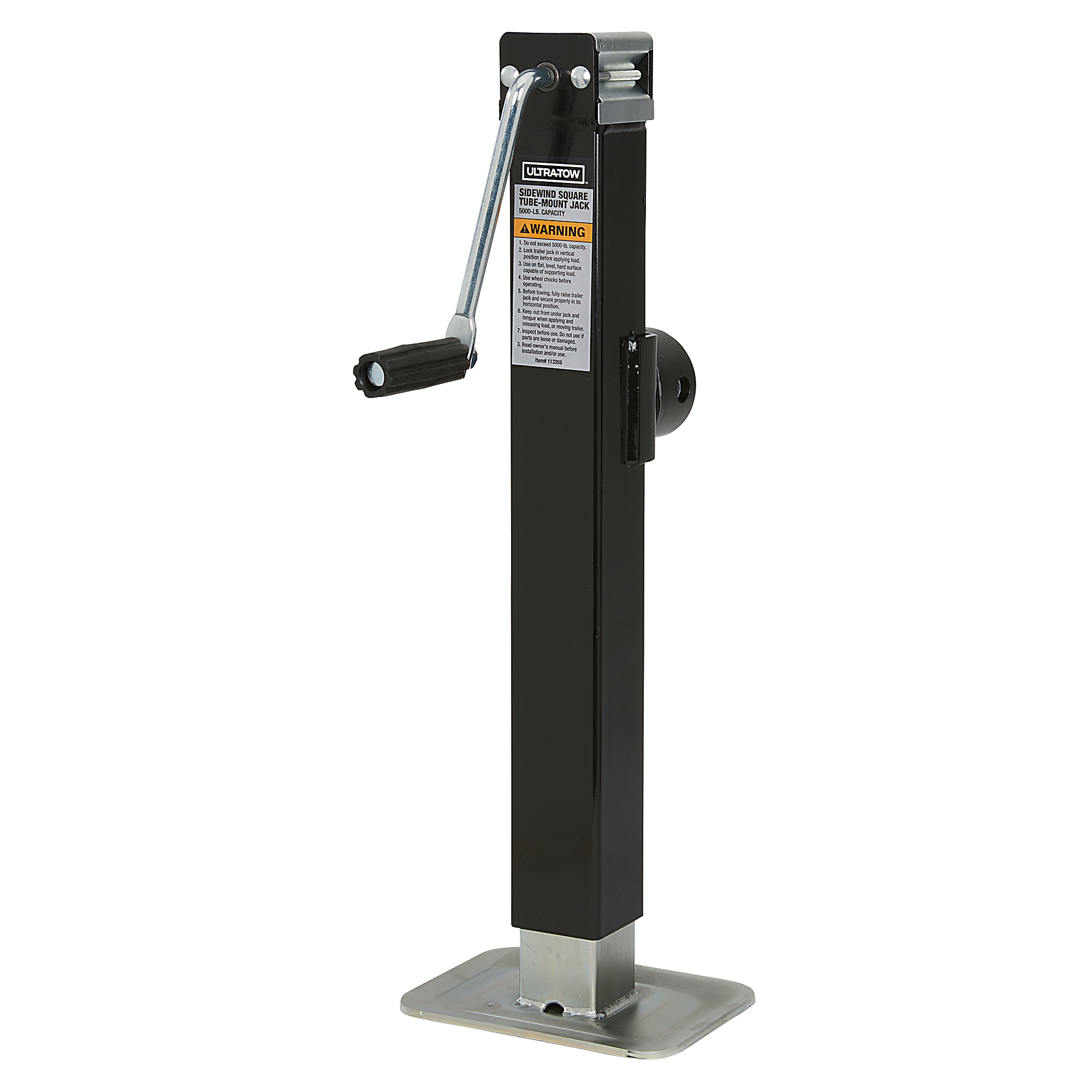 Ultra-Tow Square Tube Sidewind Jack, Weld-On, 30-1/4in. Extended Length, 5000-Lb. Lift Capacity